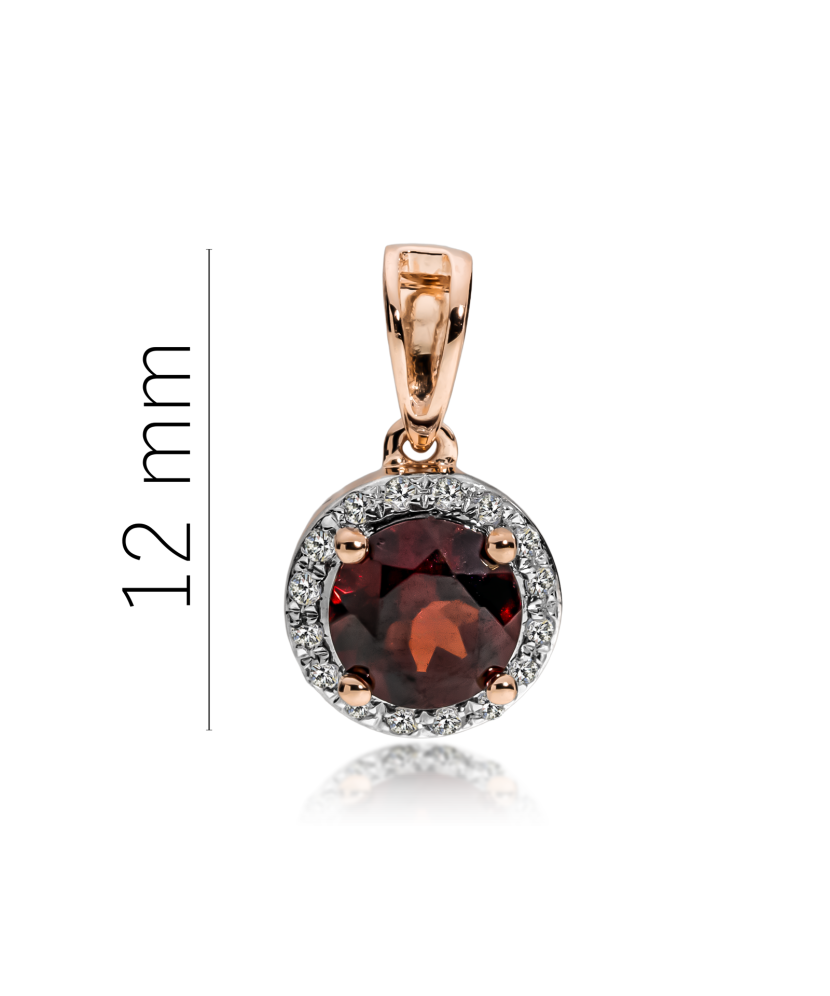 Gold pendant with garnet and diamonds