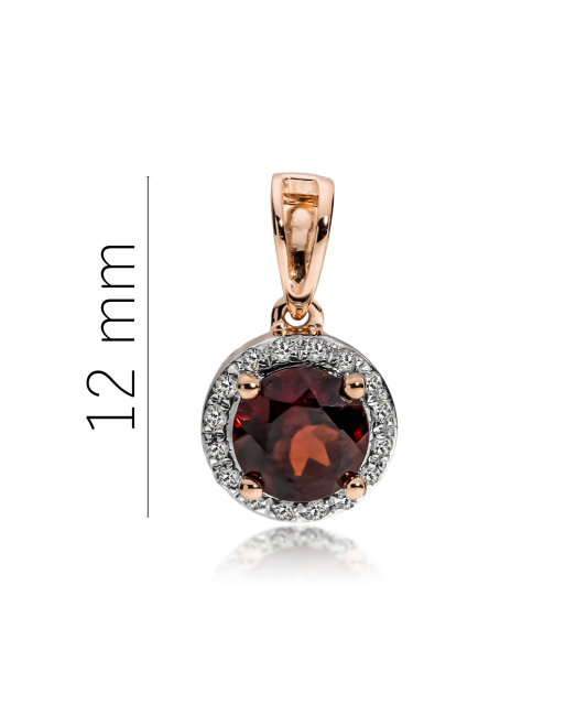 Gold pendant with garnet and diamonds