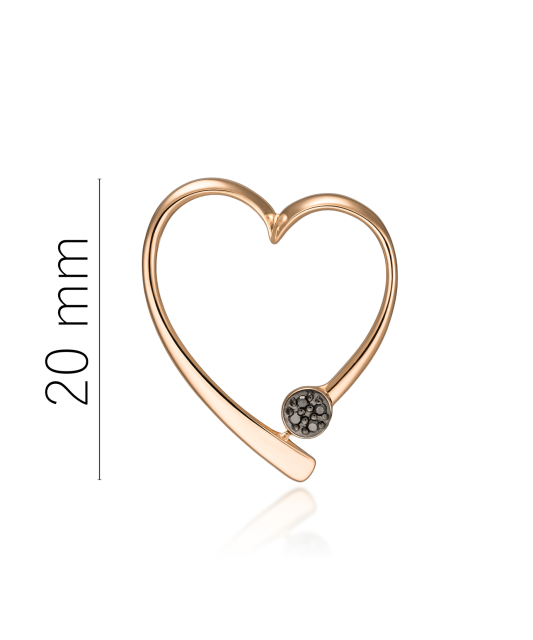 Gold pendant with black diamonds “Heart”