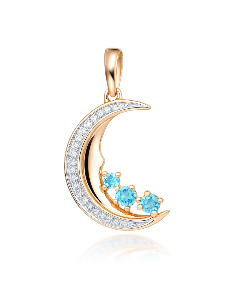 Gold pendant with London topazes, topazes and diamonds “Moon”