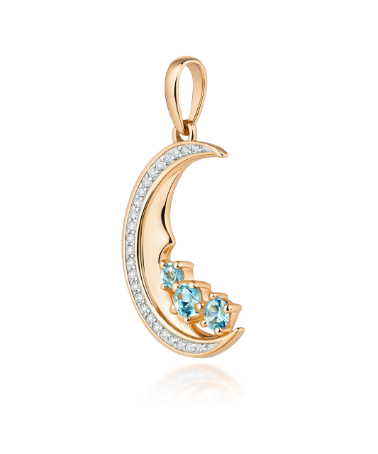 Gold pendant with London topazes, topazes and diamonds “Moon”