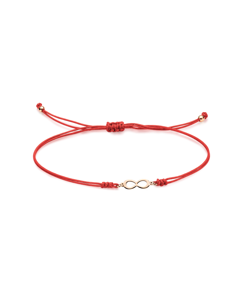 Red string bracelet with gold pendant "Infinity"