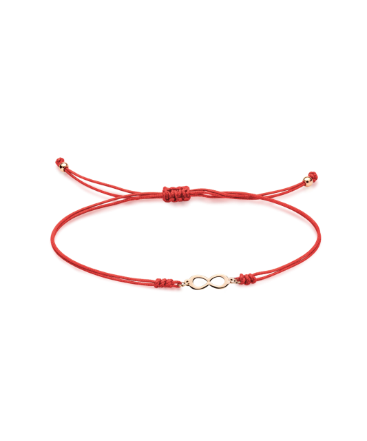 Red string bracelet with gold pendant "Infinity"