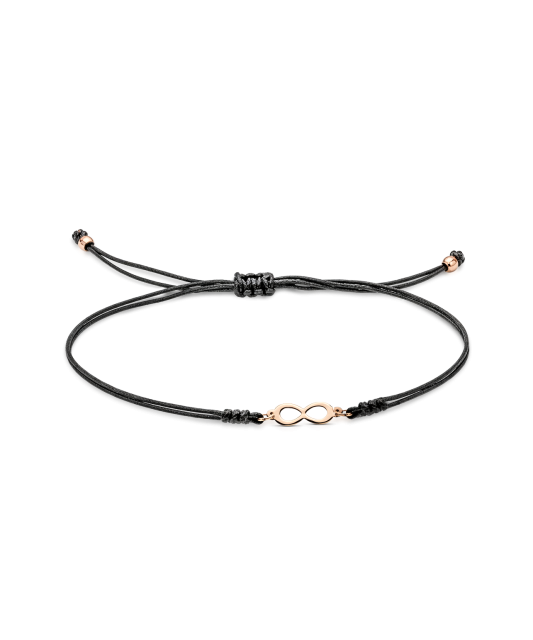 Black string bracelet with a gold pendant “Infinity”