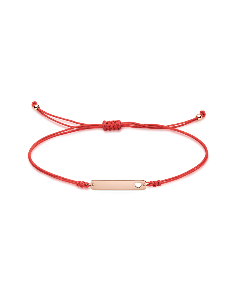 Red string bracelet with gold pendant "Heart"