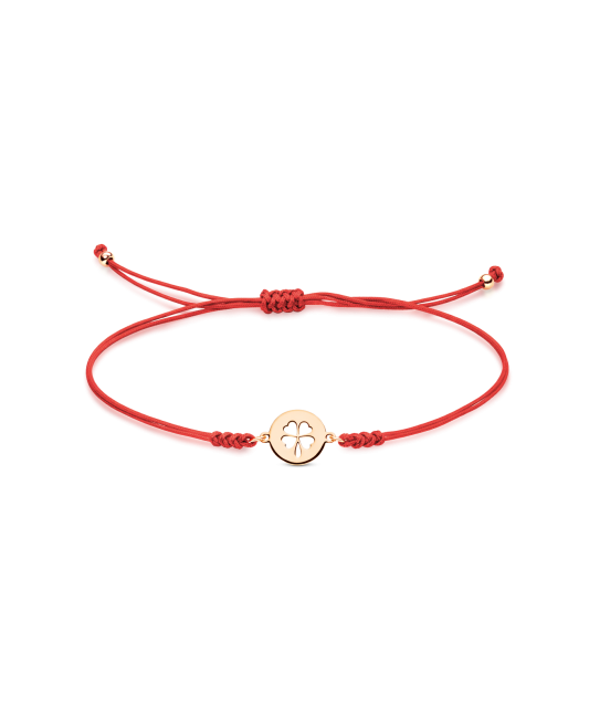 Red string bracelet with gold zirconia pendant