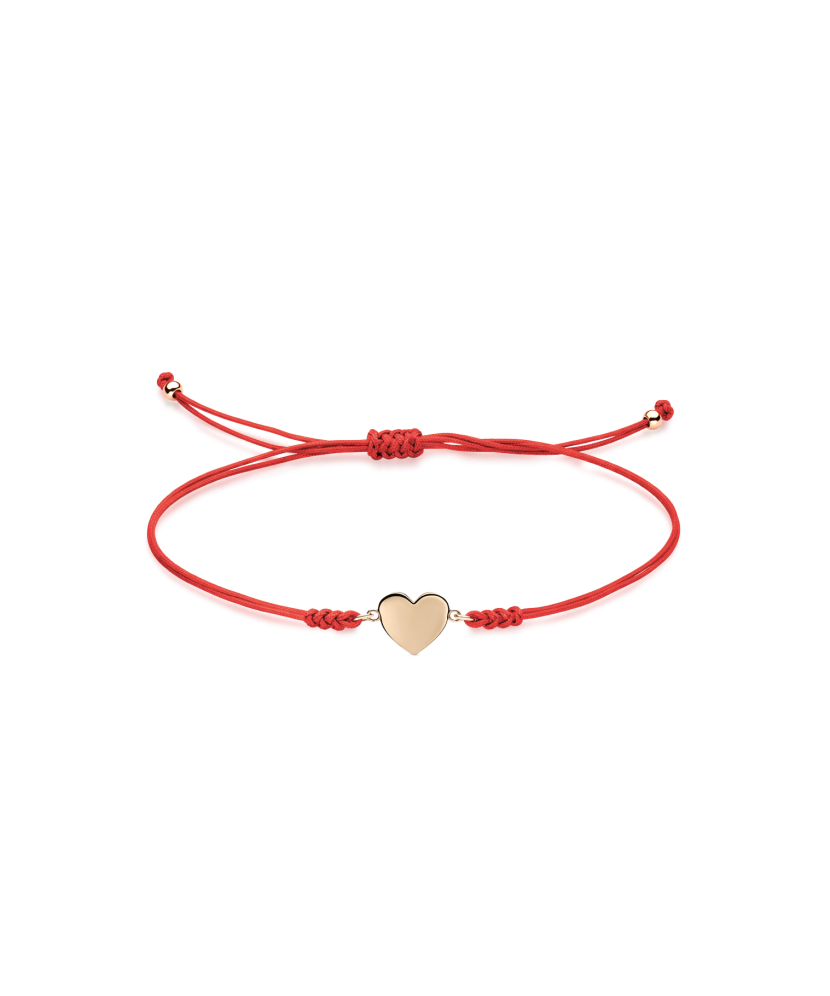 Red string bracelet with gold pendant "Heart"