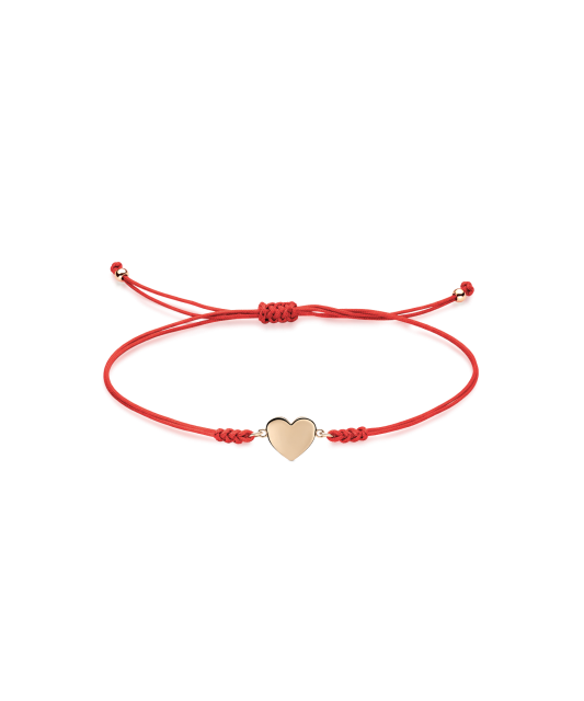 Red string bracelet with gold pendant "Heart"