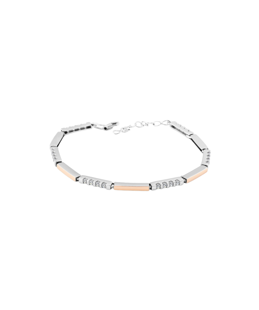 Hopeinen rannekoru zirkoneilla kullalla peitetty