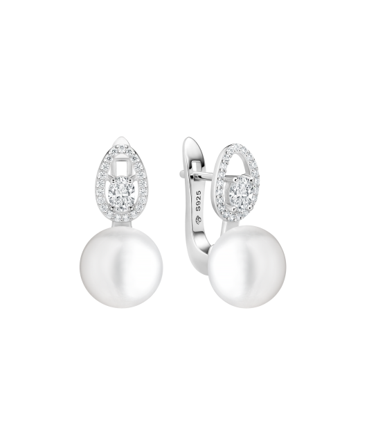 Sterling silver earrings with pearls and zircons