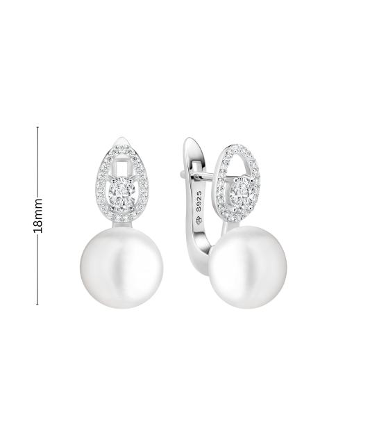 Sterling silver earrings with pearls and zircons