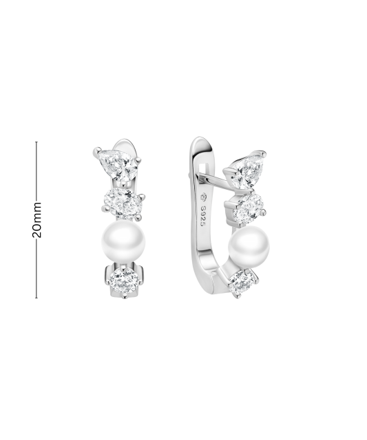 Sterling silver earrings with pearls and zircons