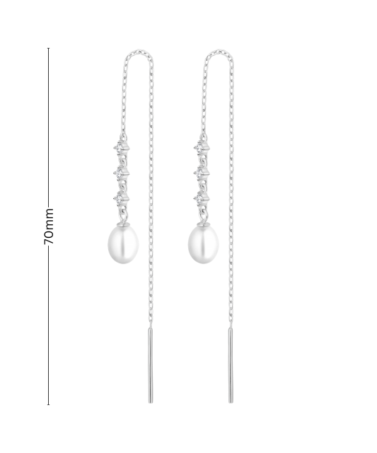 Sterling silver earrings with pearls and zircons