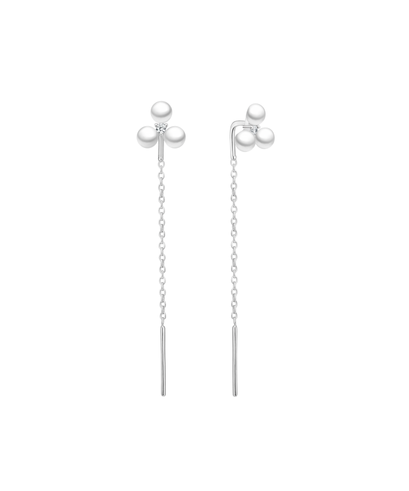 Sterling silver earrings with pearls and zircons