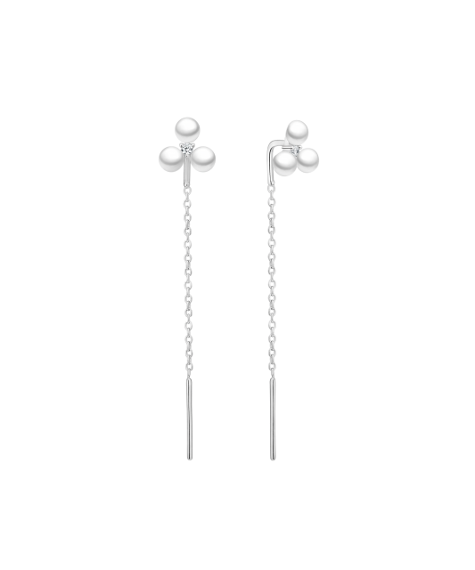 Sterling silver earrings with pearls and zircons