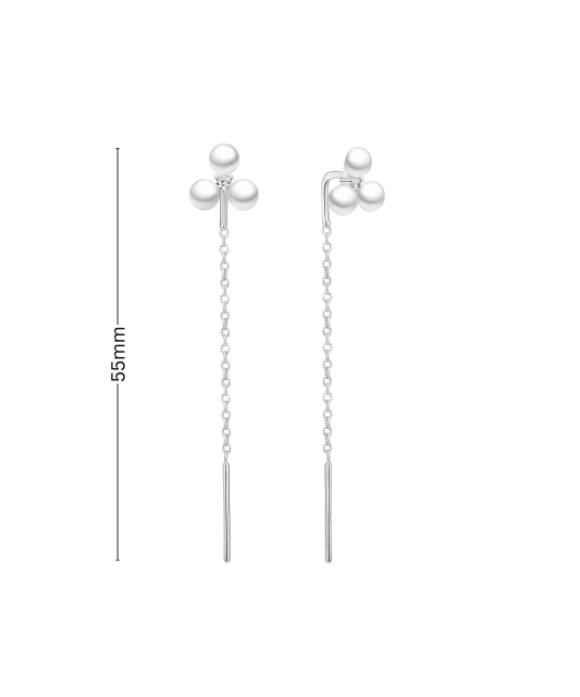 Sterling silver earrings with pearls and zircons