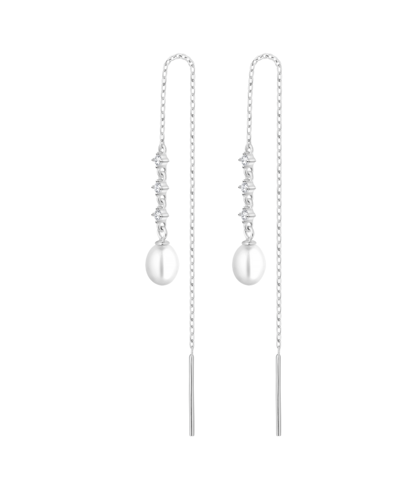 Sterling silver earrings with pearls and zircons
