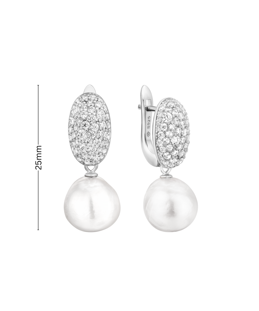 Sterling silver earrings with pearls and zircons