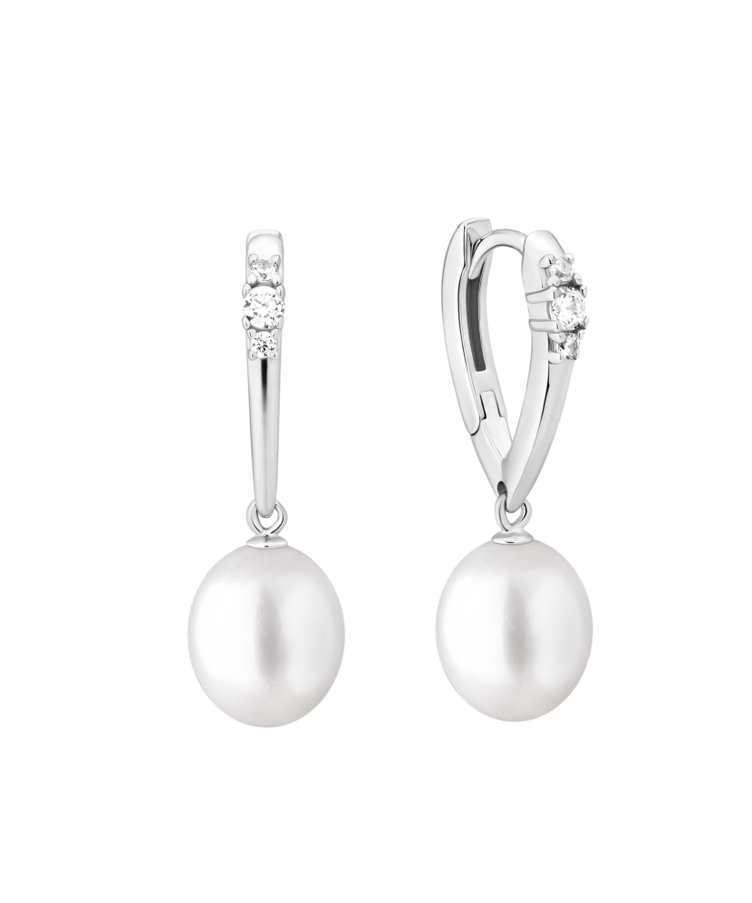 Sterling silver earrings with pearls and zircons