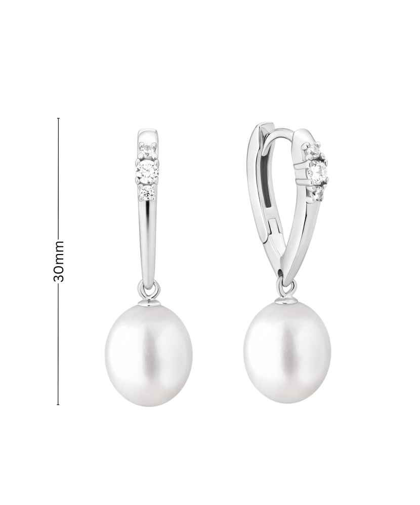 Hopeiset korvakorut helmillä ja zirkoneilla