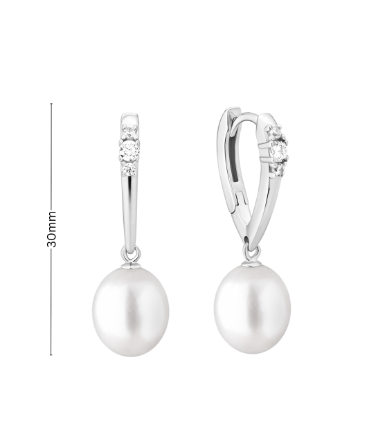 Sterling silver earrings with pearls and zircons