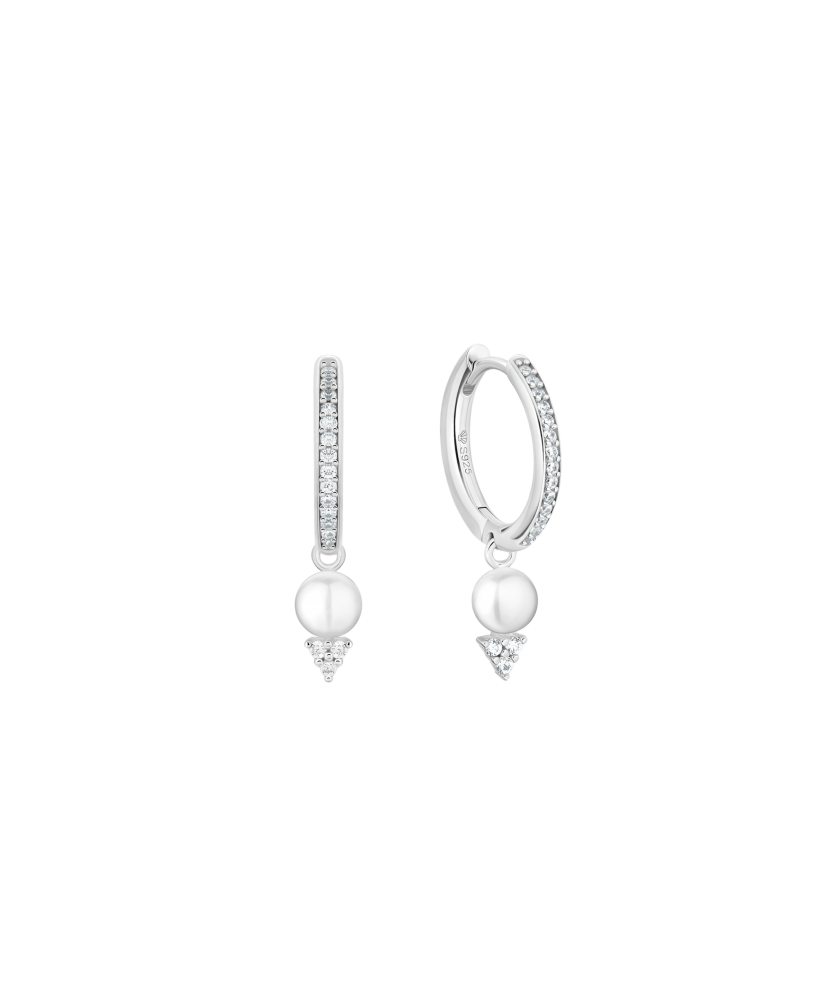 Sterling silver earrings with pearls and zircons