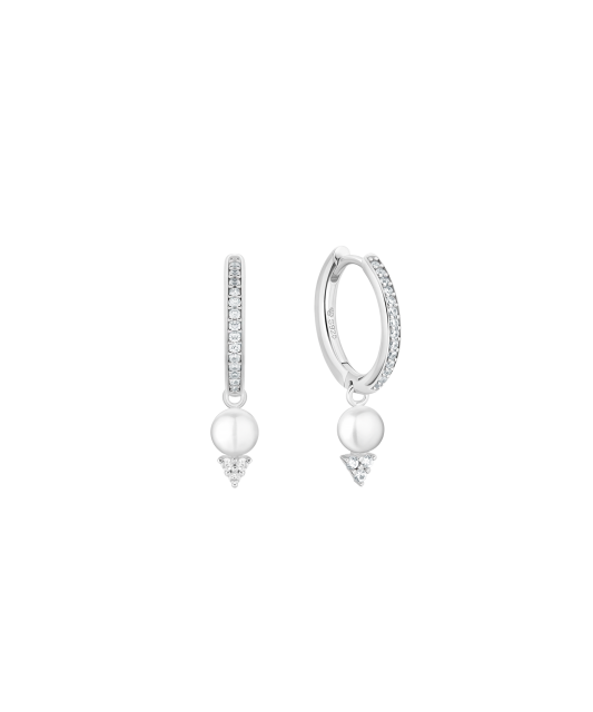 Sterling silver earrings with pearls and zircons