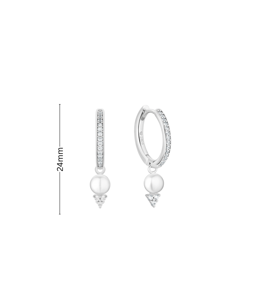 Sterling silver earrings with pearls and zircons