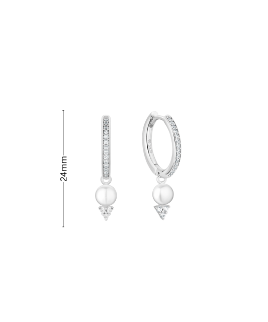 Sterling silver earrings with pearls and zircons