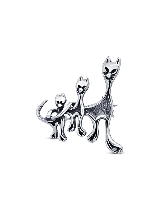 Sterling silver  brooch "cats"