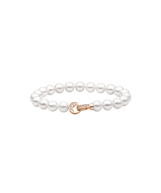 Pearl bracelet with cubic zirconia and gold-plated silver