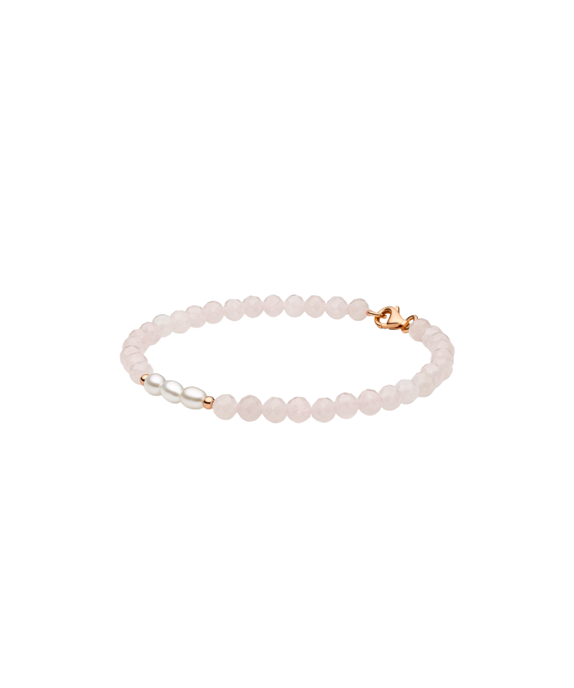 Bracelet with rose quartz and gold-plated silver