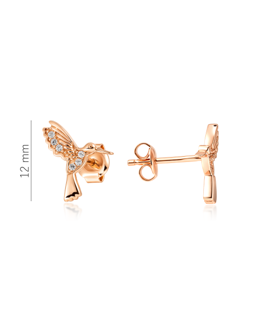 Kultaiset korvakorut zirkoneilla “Kolibri”