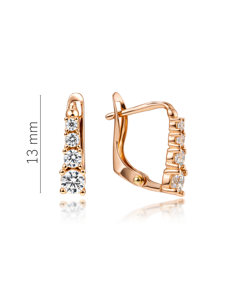 Gold earrings with zircons