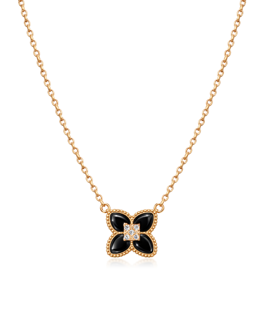 Kultainen kaulakoru onyx-riipuksella