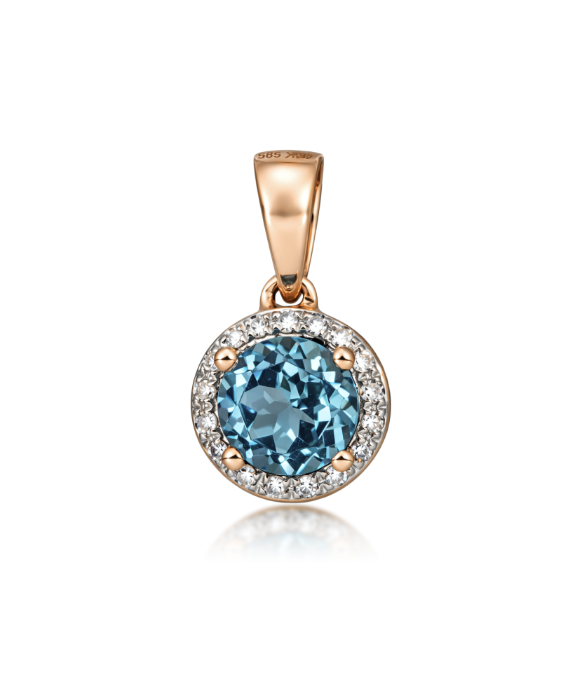 Gold pendant with topaz and diamonds