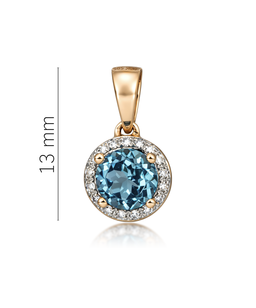 Gold pendant with topaz and diamonds