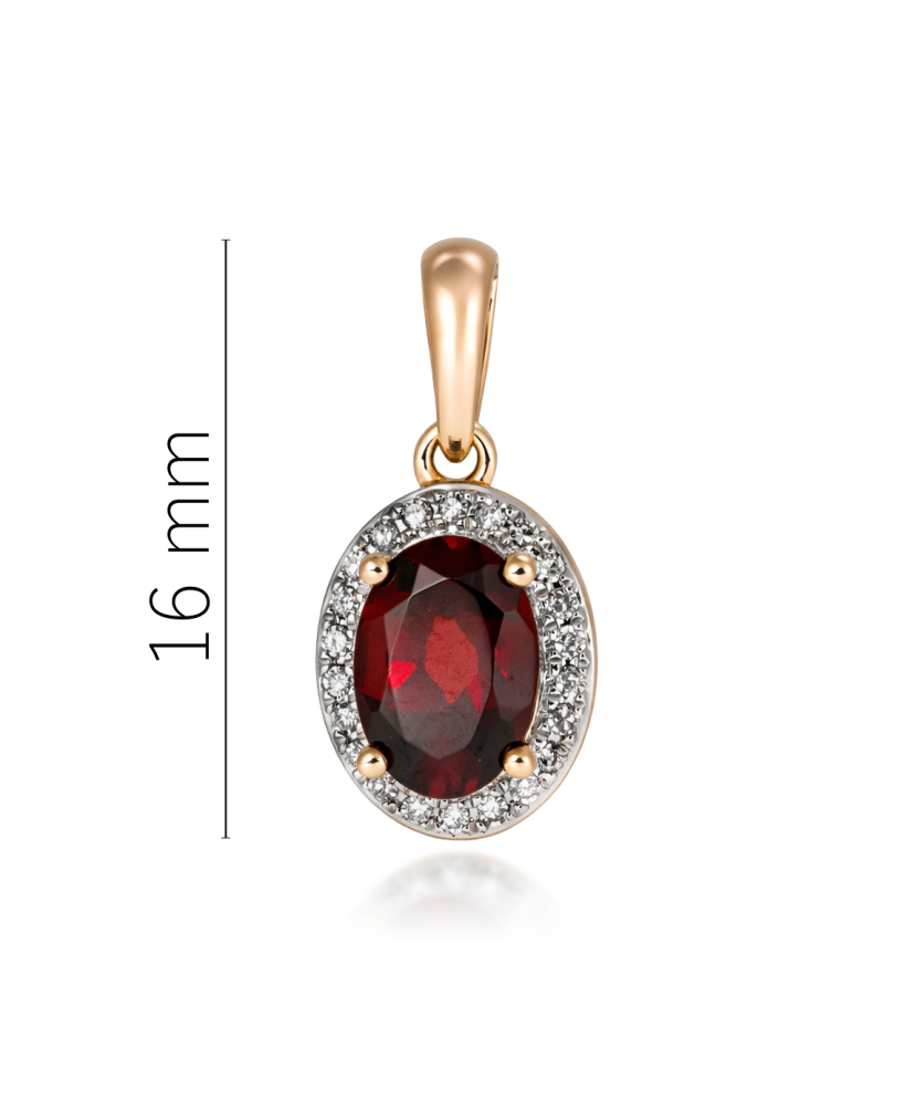 Gold pendant with garnet and diamonds