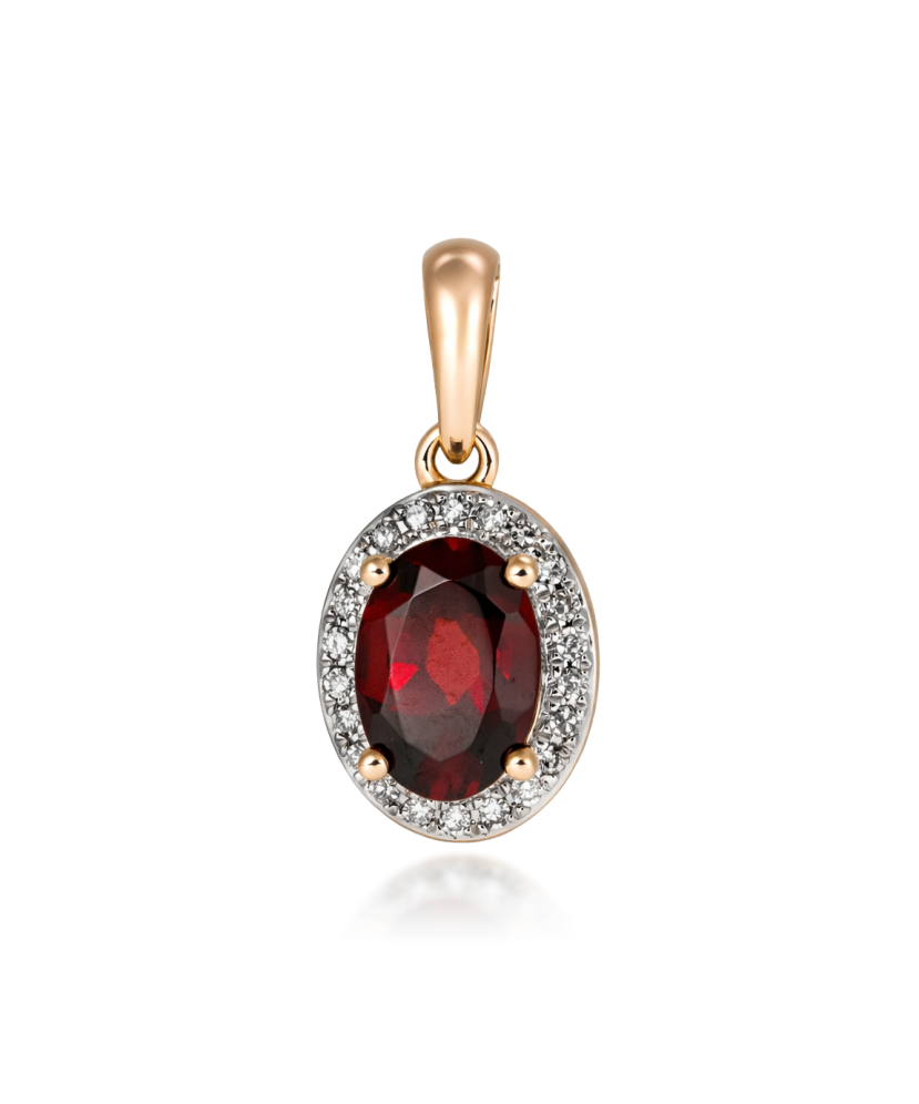 Gold pendant with garnet and diamonds