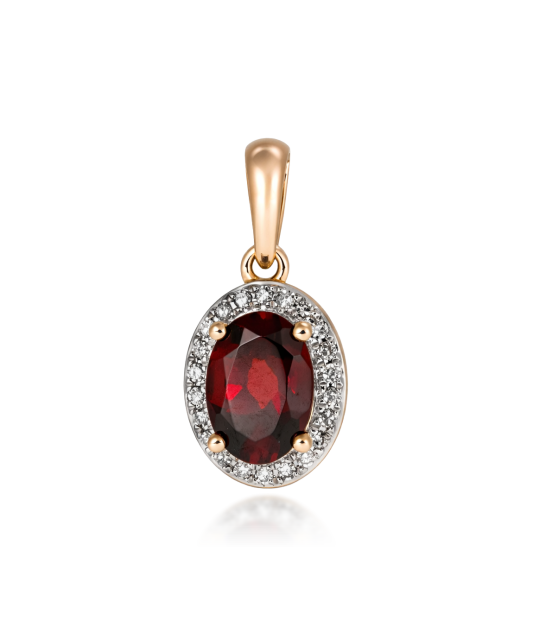 Gold pendant with garnet and diamonds