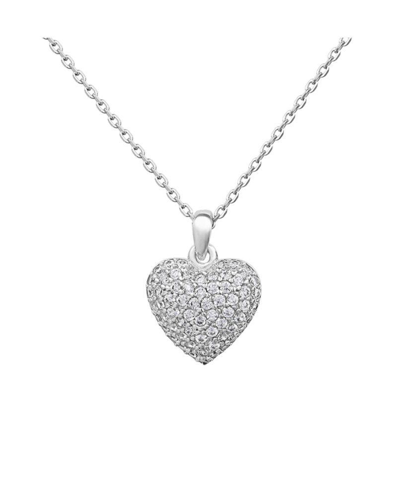 Sterling silver chain with zirconium pendant "heart"