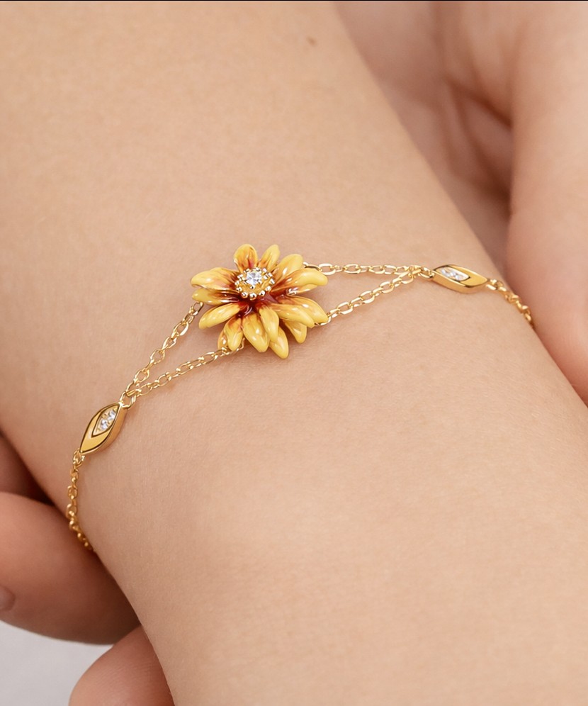 Gilded sterling Silver bracelet with enamel and zircons