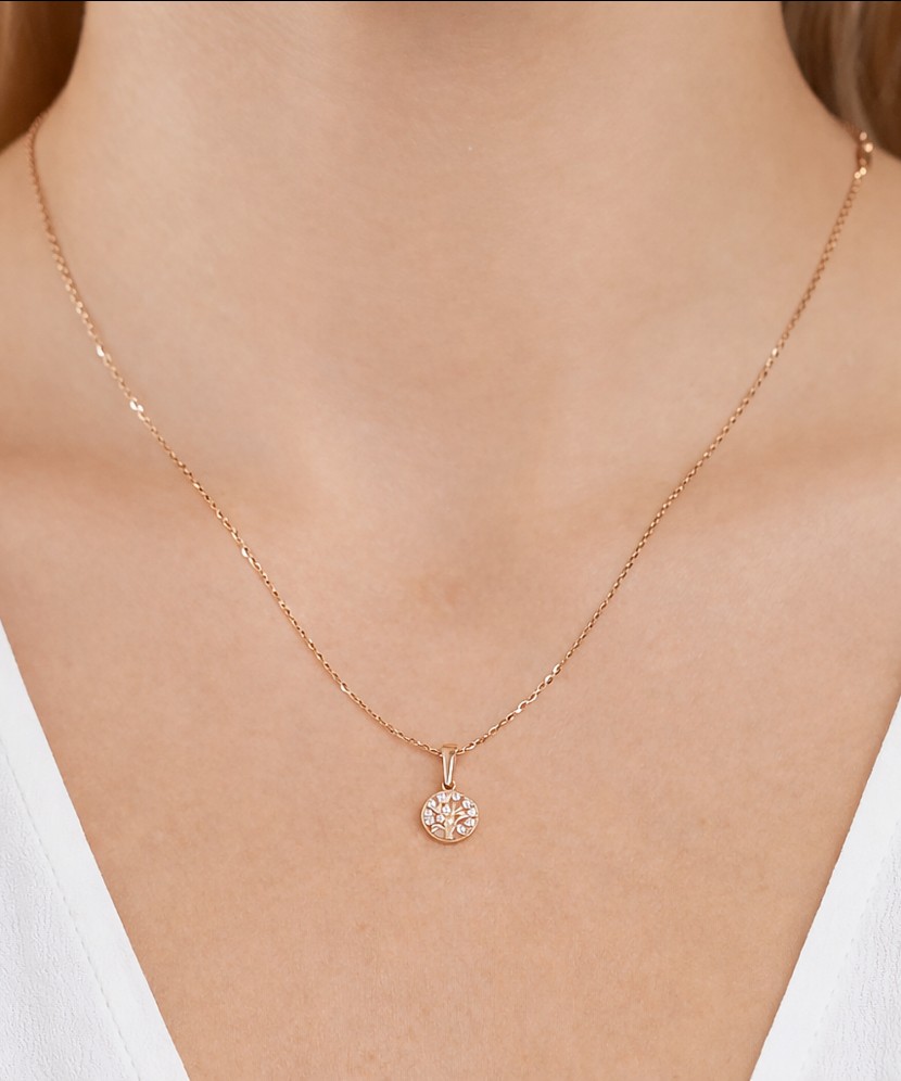 Gold pendant with zircons "Tree of life"