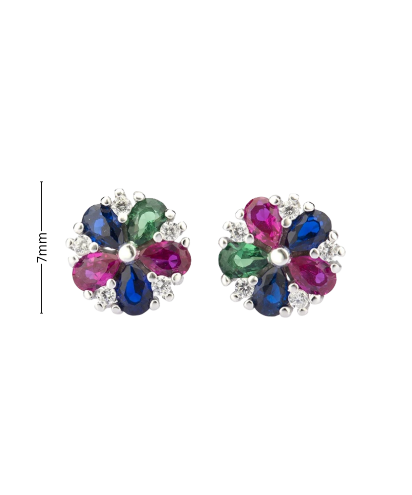 Sterling silver earrings with zircons "flowers"