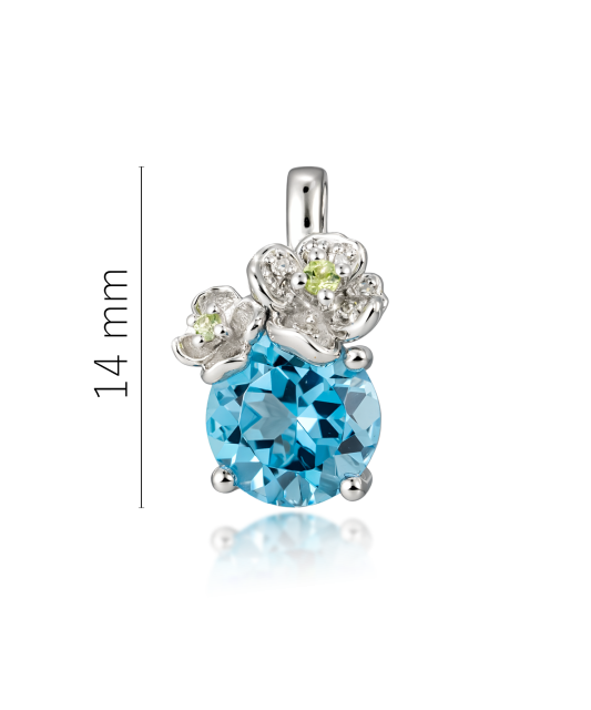 White gold pendant with topaz, diamonds and peridots
