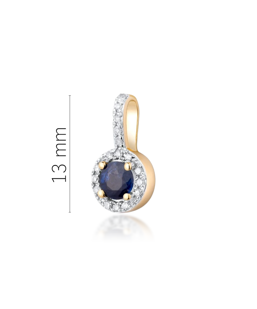 Yellow Gold pendant with diamonds and sapphire