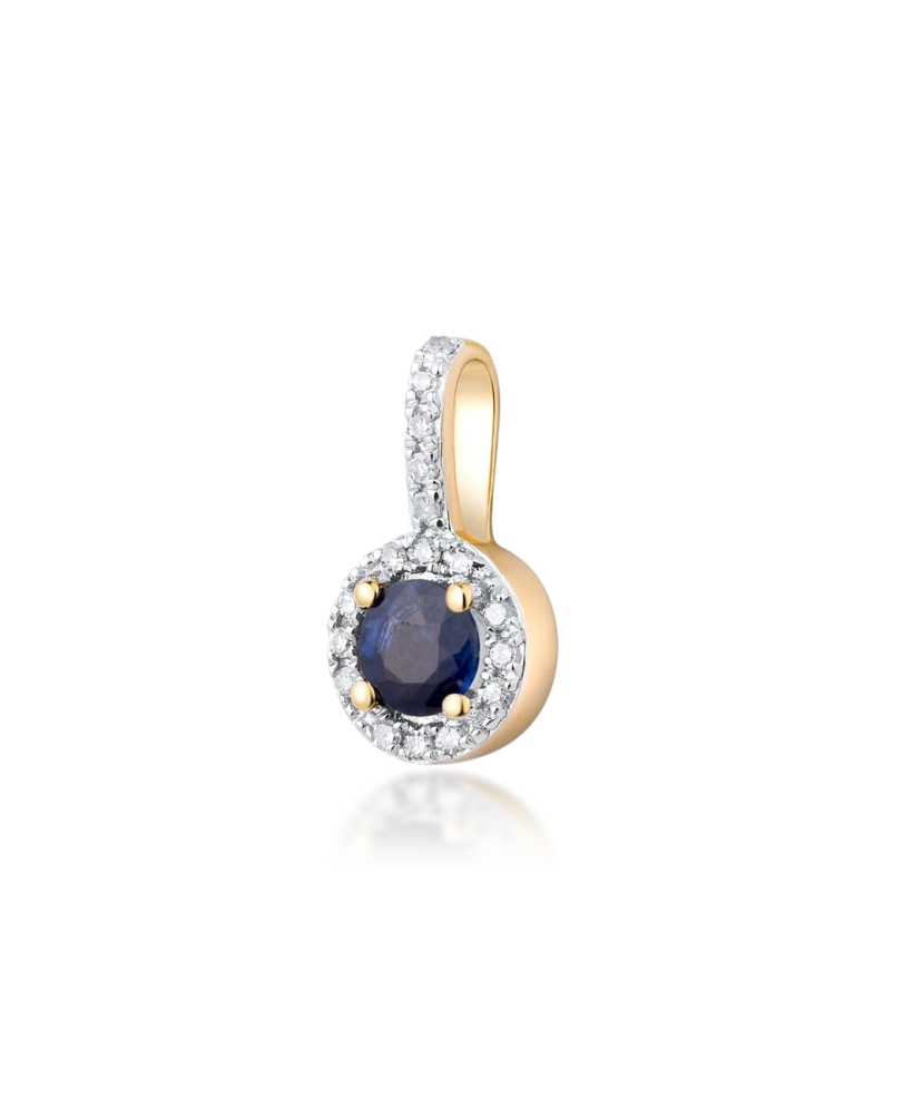 Yellow Gold pendant with diamonds and sapphire