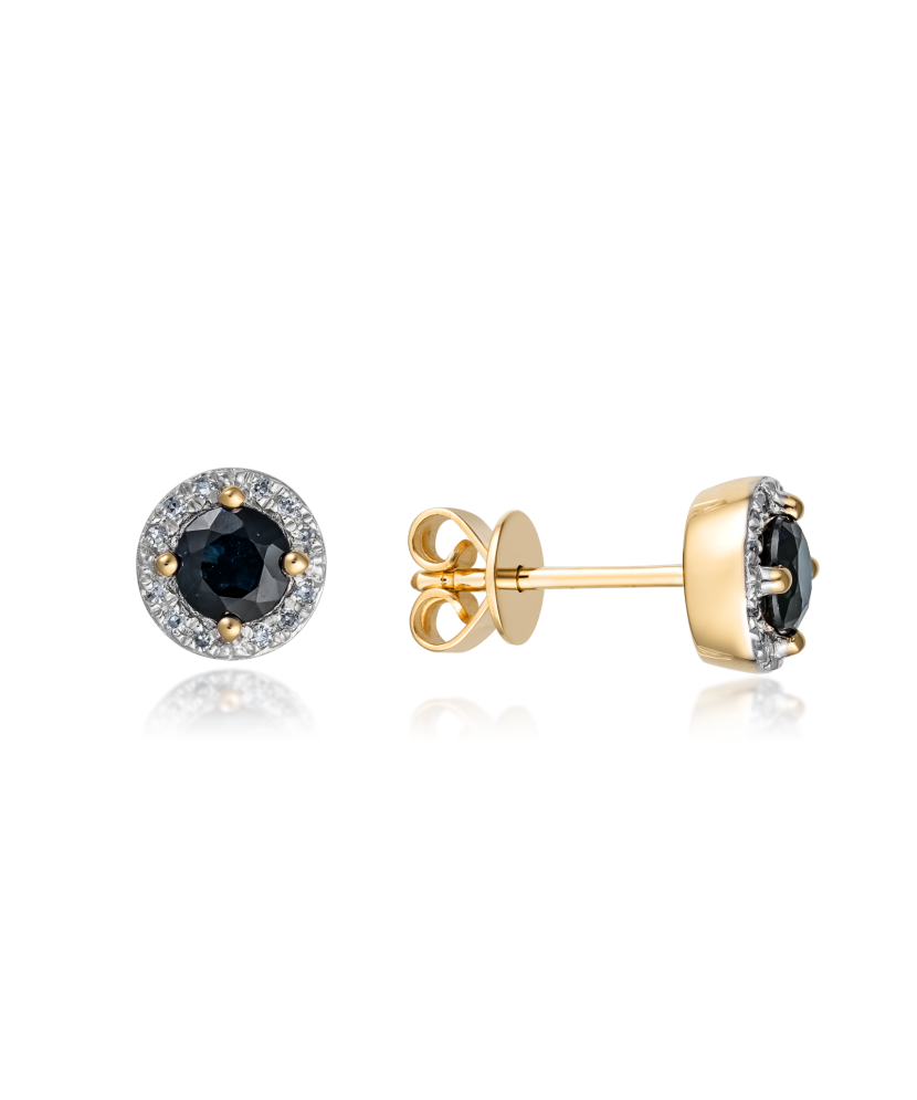 Yellow Gold earrings with diamonds and sapphire