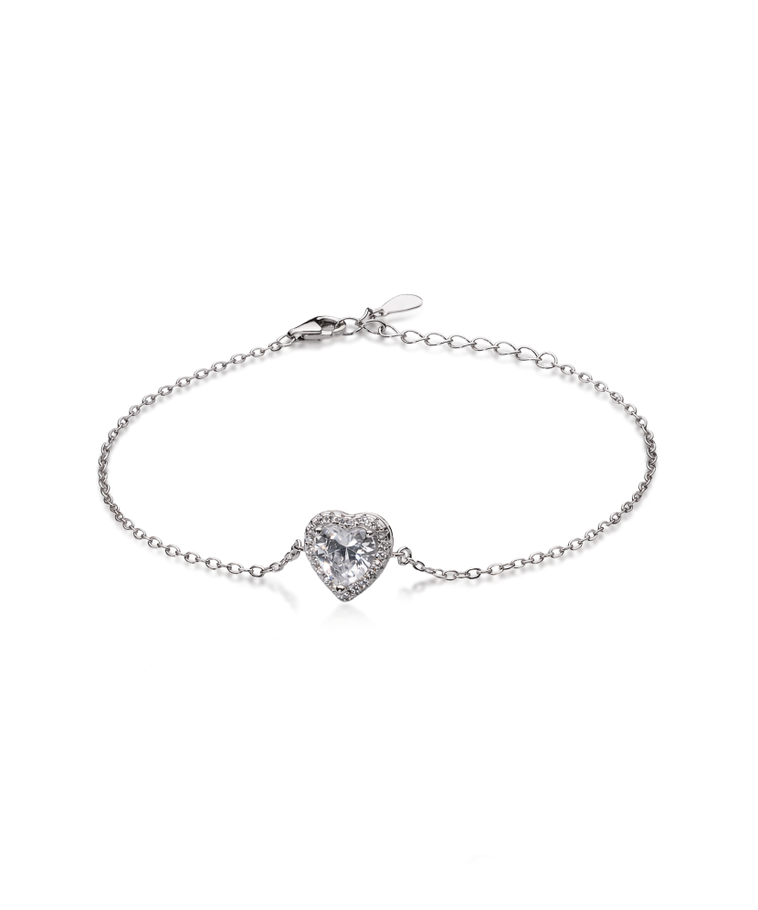 Sterling Silver bracelet with zircons "heart"