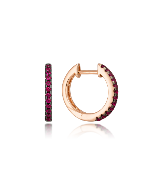 Gilded sterling Silver earrings with nano rubies